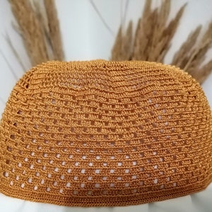 Handcrafted Prayer Cap,Patterned Crochet Skullcap, Islamic hat, Prayer Hat, Kufi - Hand-knitted Skullcap, Dense Skull Hat