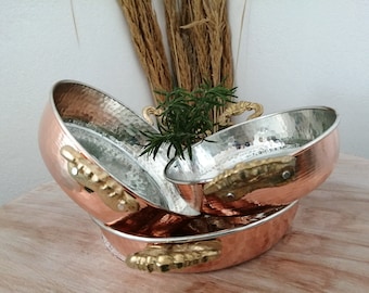 Poêle 3 pièces faite main, ensemble de poêles en cuivre traditionnel, ensemble de poêles à omelette, ensemble de poignées en laiton double, ensemble de poêles en cuivre, cadeau de fête des mères, cadeau à grand-mère