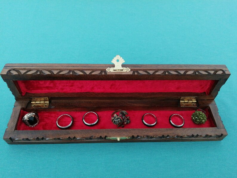Hand Carved Box Gift For Her Walnut Carved Pencil Case Handmade Authentic Box. Walnut Carved Rosary Box Walnut Carved Jewelry Box