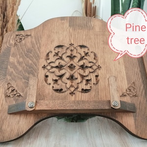 Pine Carved Book Stand, Tablet Holder, For Him, Quran Stand, Bible Stand, Torah Stand, Cookbook Stand