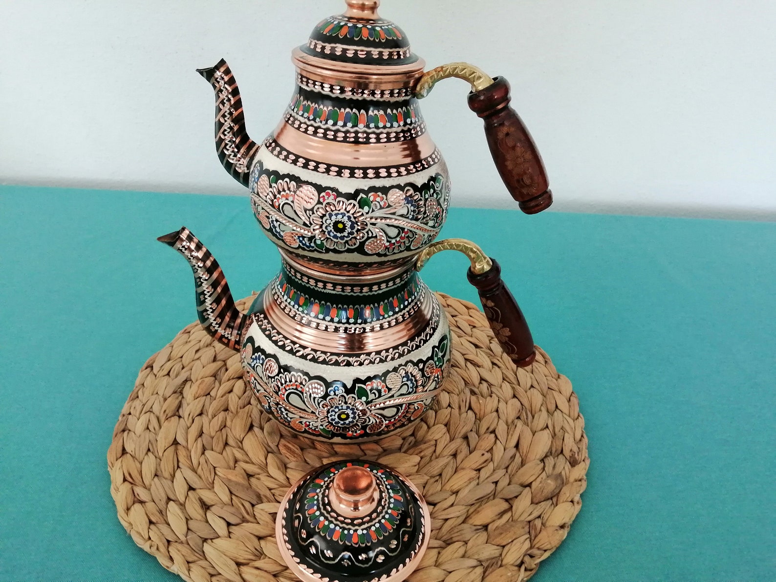 Ensemble théière Samovar en cuivre fait main Cuivre
