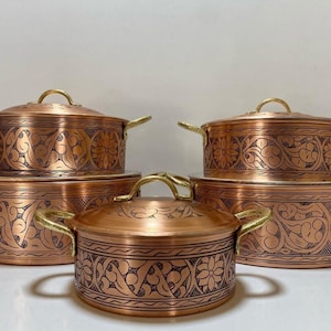 Handmade Carved Engraved Copper Pots,