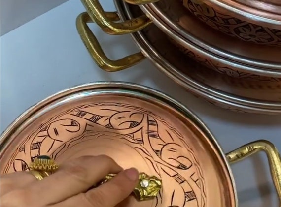 Hand Carved Copper Pots,handmade Copper Roasting Pots,thick Copper