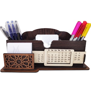 Personalized Perpetual Calendar Wooden Desktop Set,Card, Special Design Desk Set,Perpetual Calendar,New Business Gift,Desk Accessories