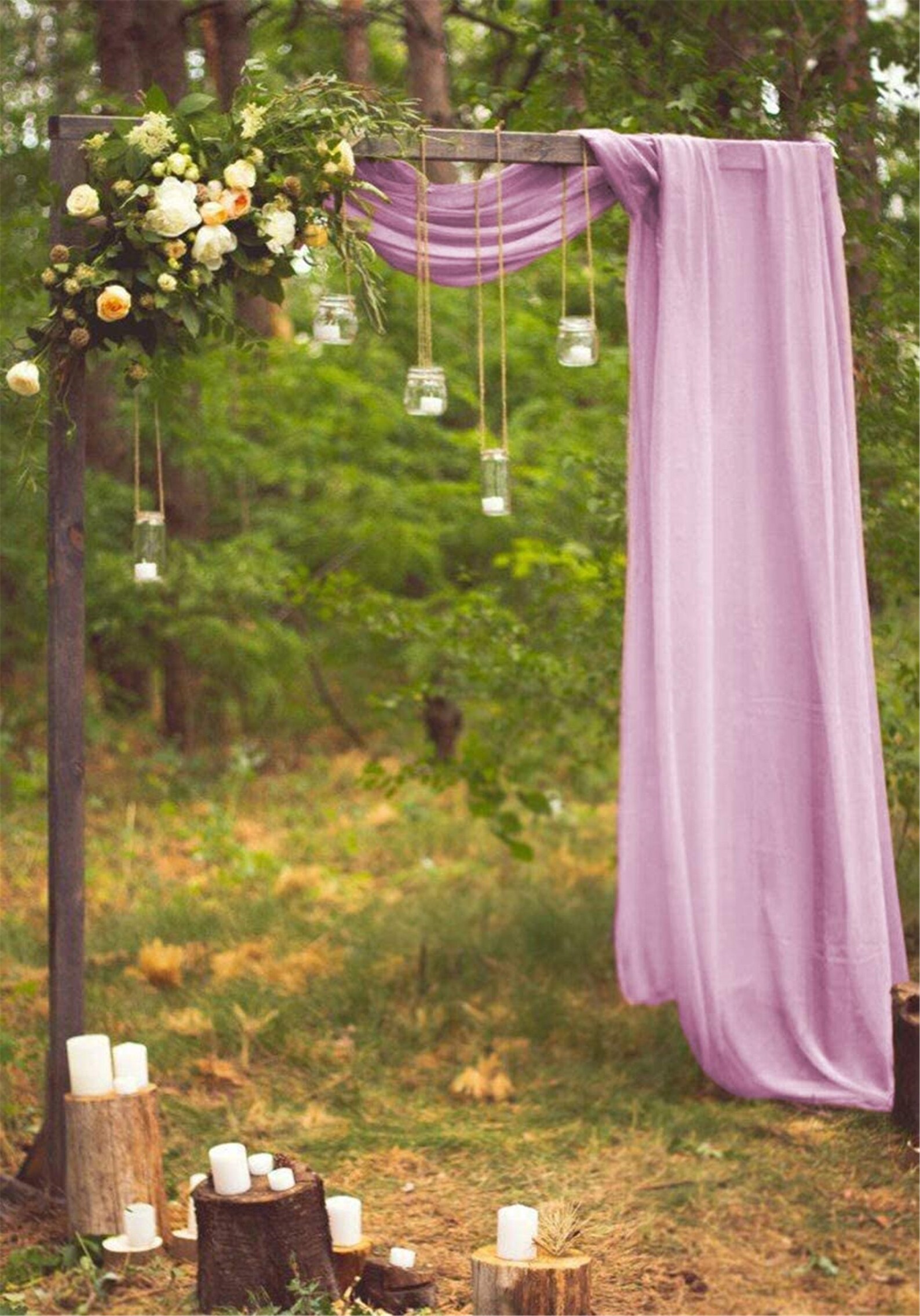 Wedding Arch Drapes Mauve and Gray 2 Pieces 6 Yards Sheer Etsy