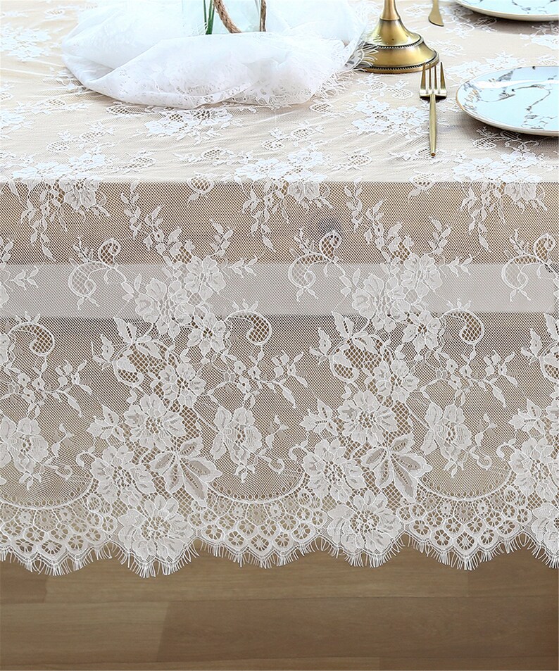 White Lace Tablecloth Exquisite Wedding Lace Fabric Inches Etsy