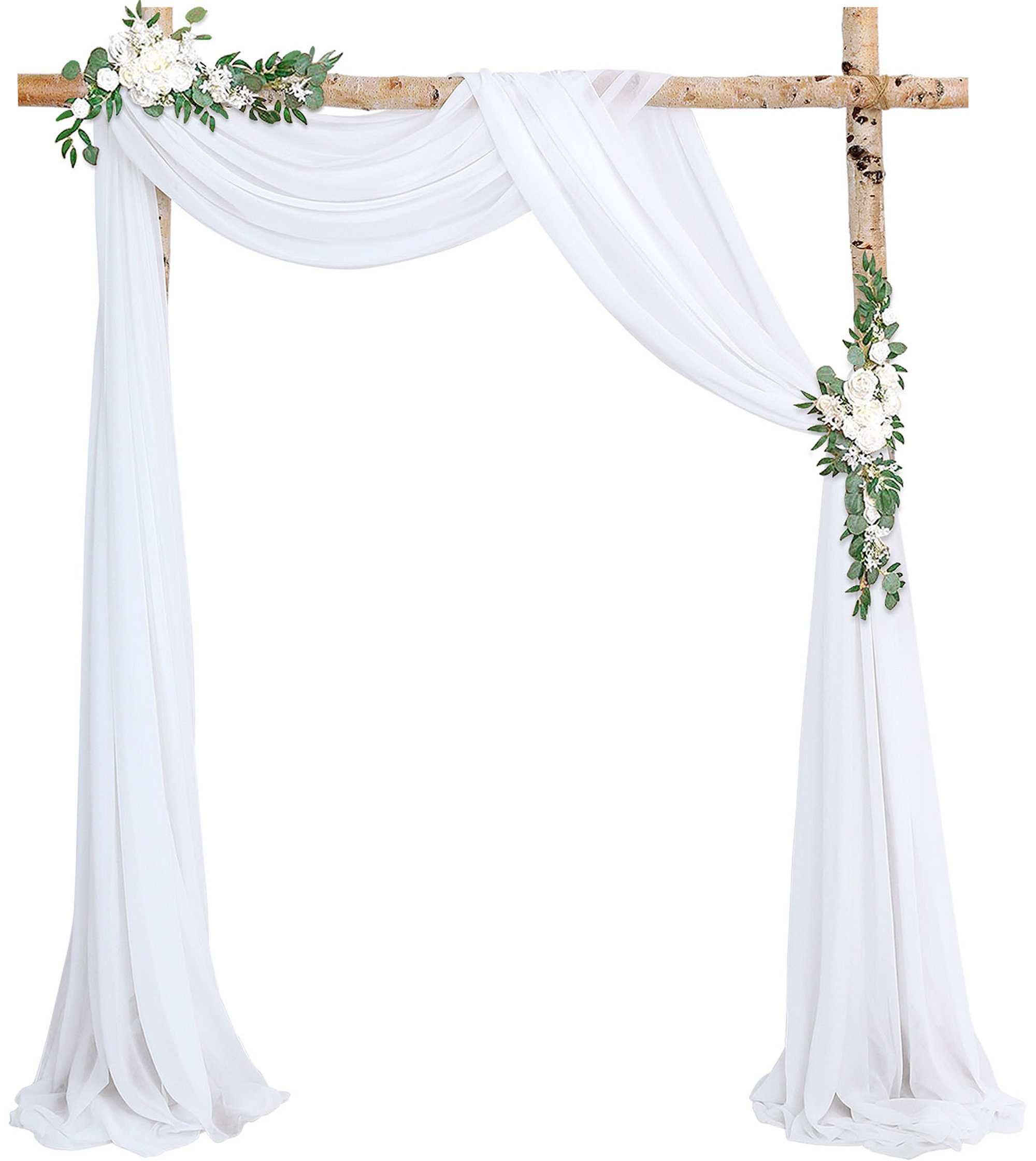 White Arch Drapes Fabric 2 Panels 6 Yards Chiffon Fabric Etsy