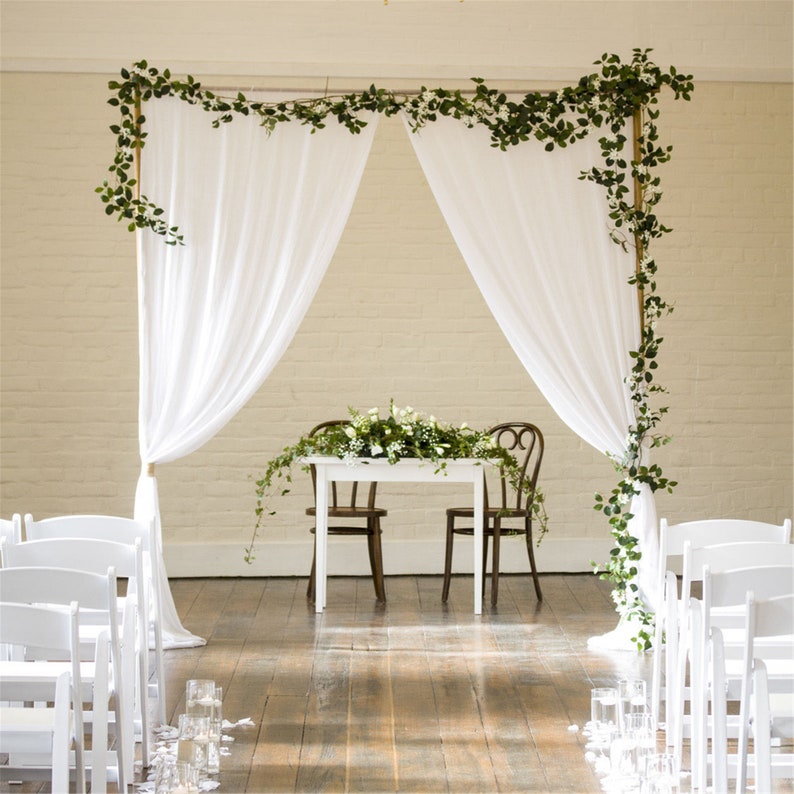 White Wedding Backdrop Curtain 9.8ft by 10ft Chiffon Fabric - Etsy