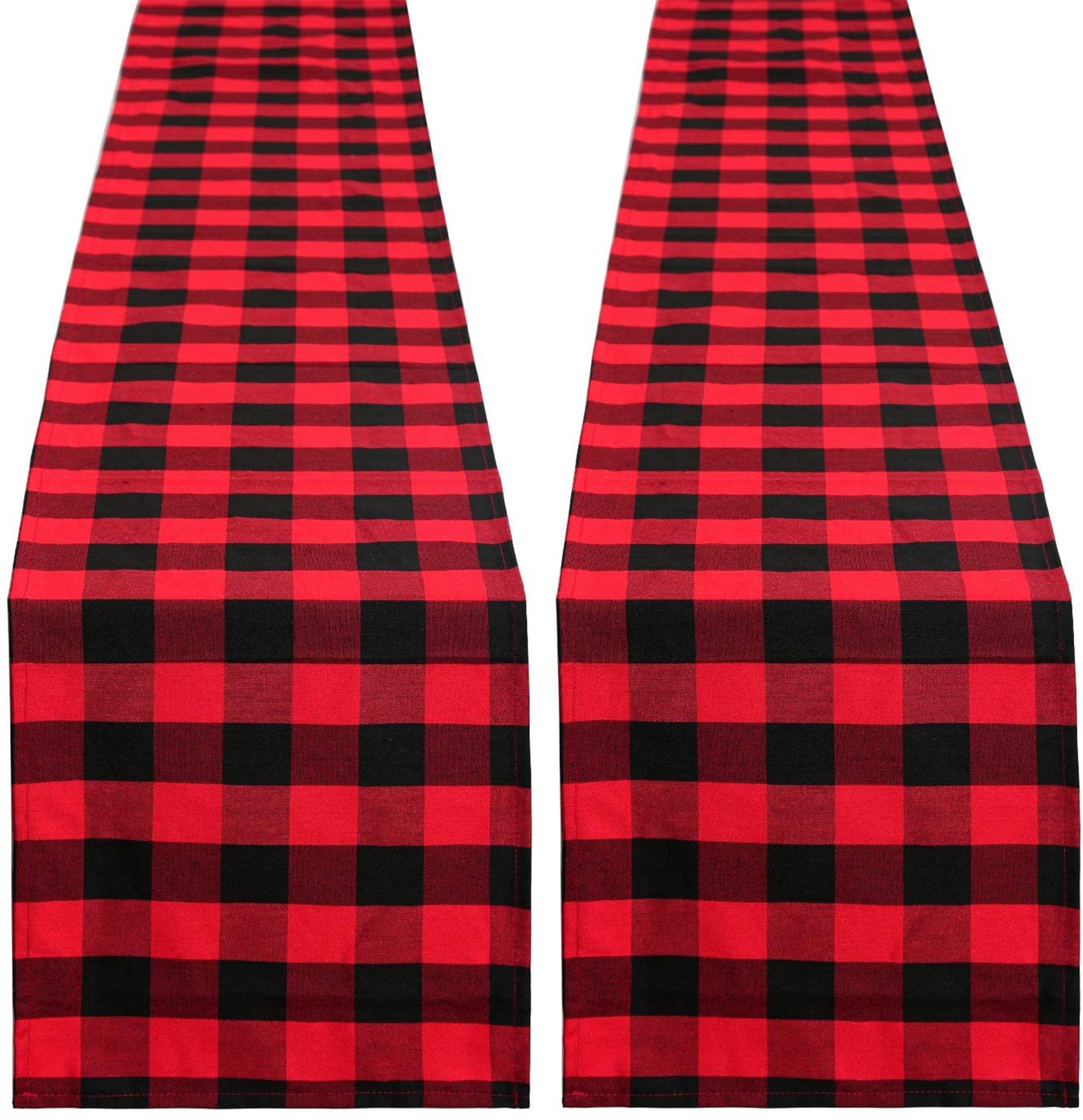 Black and Red Handmade Plaid Runner 2 Pcs 13 X 108 Inch Etsy