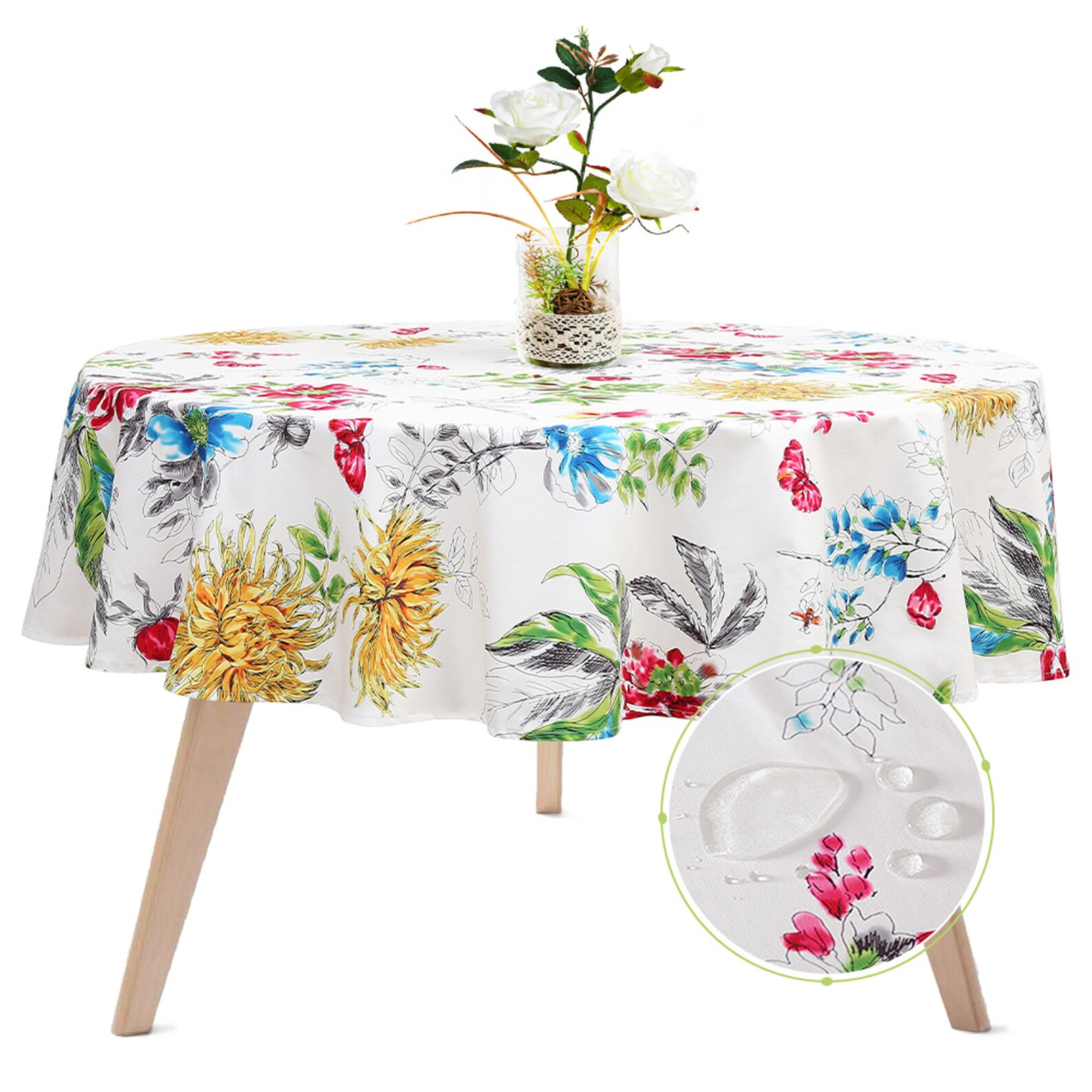 57 Inch Elegant Round Tablecloth Indoor Outdoor Polyester Etsy