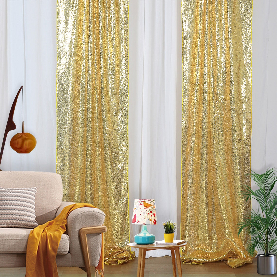 Rose Gold Sequin Backdrop Curtains 2x8FT 2 Panels Glitter Etsy