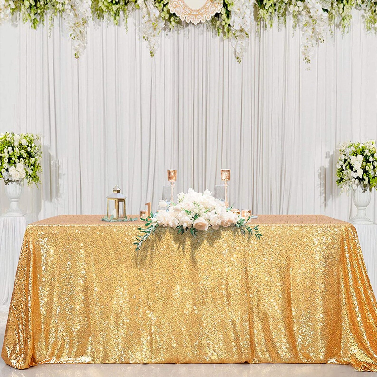 Rose Gold Handmade Seamless Sequin Tablecloth Rectangle Etsy