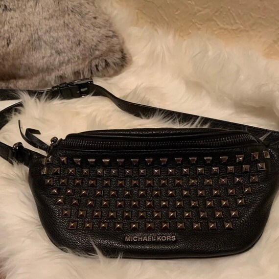 black studded fanny pack