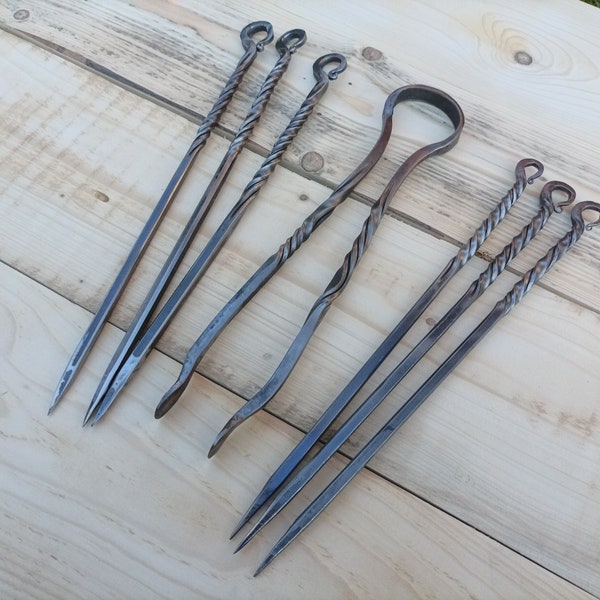 Grillnadel Set, Zange und Nadeln Grill set, Grillen Utility Set, Auxilary Grilling Tools, Ergänzung Grill Set, Spieß und Zange Set