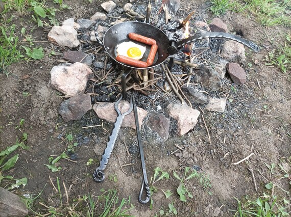 Small Hand Forged Hiking Cooking Set Rich Folding Pan Outdoor Cooking Set Camp Cooking Folding Pan and Tripod Set hikers Iron Cooking Gear Etsy Canada