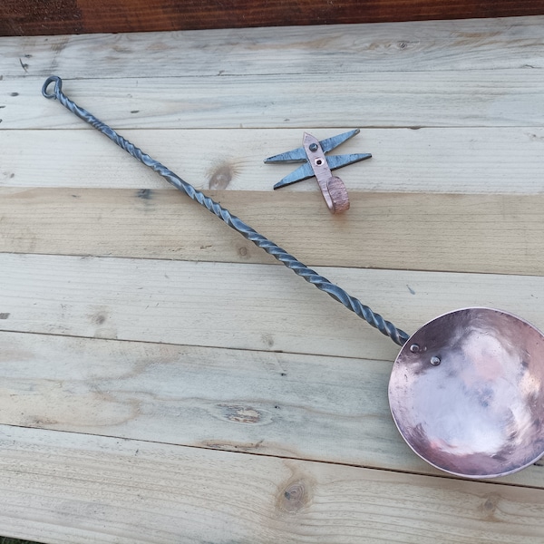 Hand Forged One Egg Pan, Custom Copper Egg Spoon, Iron And Copper One Man Copper Pan,Egg Frying Copper Skillet,Small Dished Copper Curio Pan