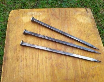 Nine Inch Nails, Forged Nails, Decorative Forged Nine Inch Nails, Long Forged Classic Nails, Medieval Deco Nails, Hand Forged Nails