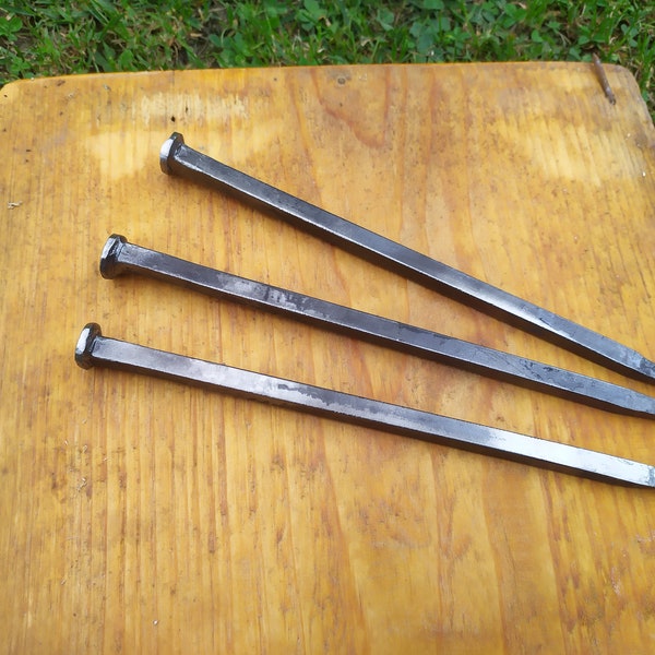 Nine Inch Nails, Forged Nails, Decorative Forged Nine Inch Nails, Long Forged Classic Nails, Medieval Deco Nails, Hand Forged Nails