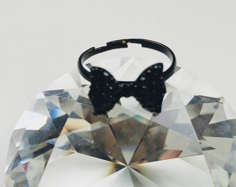 Cuteness Black Bow Ring Etsy