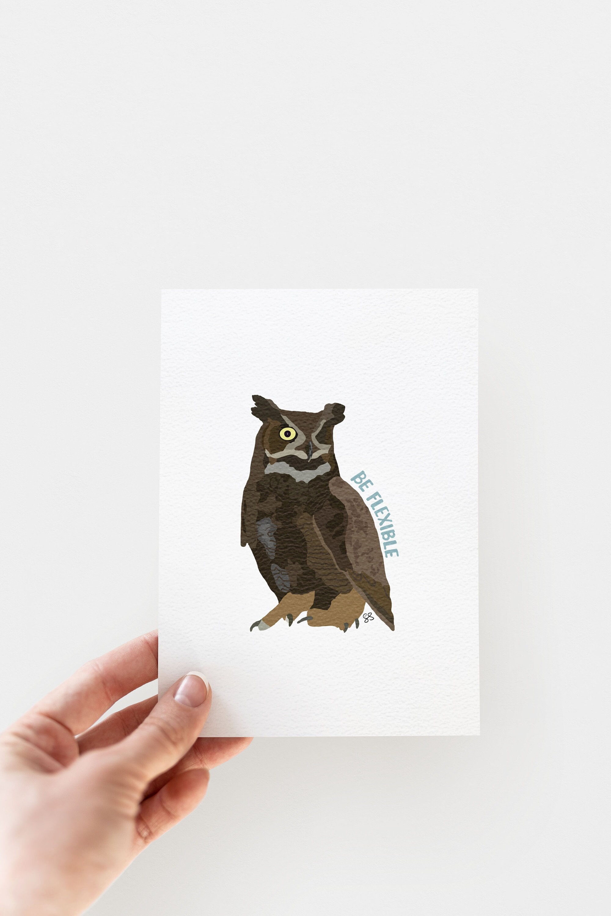 Be Flexible Mandy the Owl Art Print, Animal with Phrase, Celebrate Me Week Quote, CMW Camp Slogan Ar