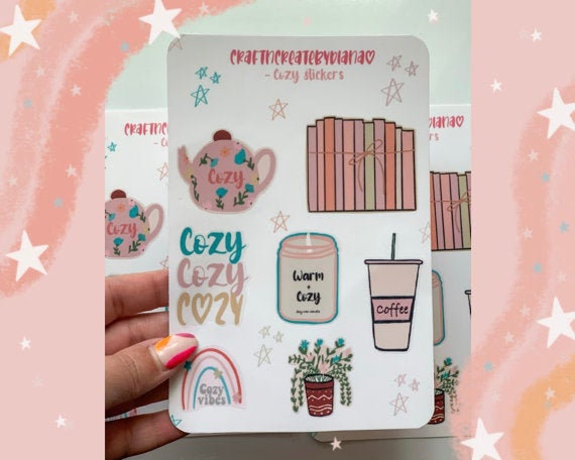 Cozy Sticker Sheet Set Cozy Stickers Cozy Vibes Stickers _ | Etsy