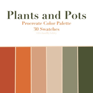 Plants and Pots, Procreate Color Palette, 30 Swatches, Instant Download