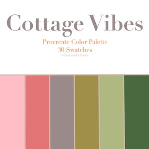 Cottage Vibes Procreate Color Palette, 30 Swatches, for iPad, Instant Download