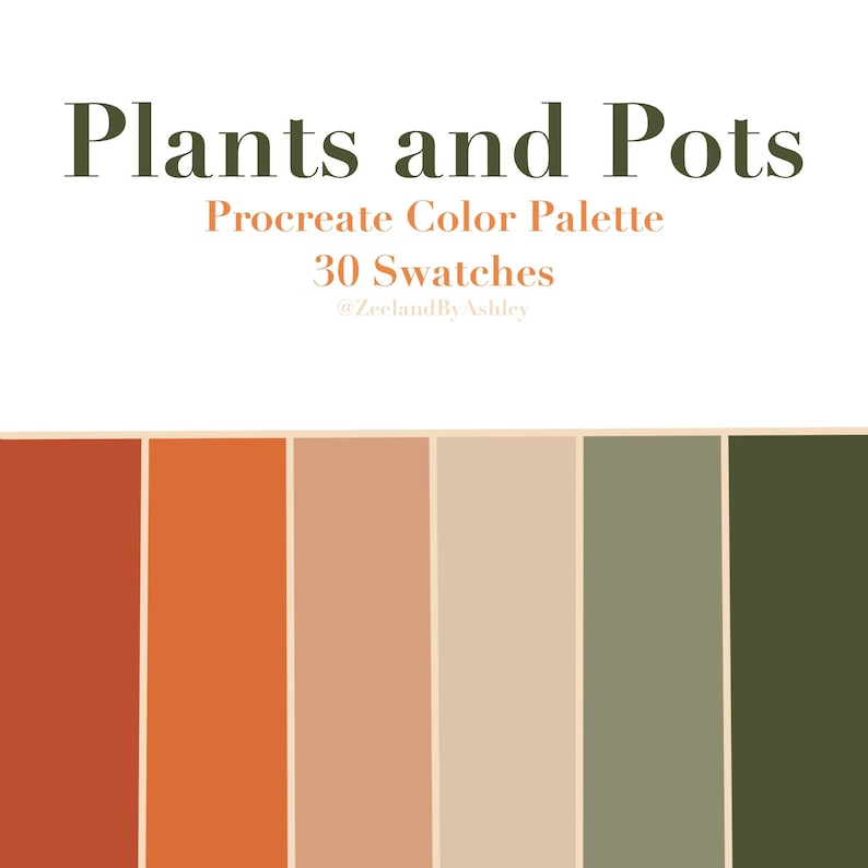 Plants and Pots Procreate Color Palette 30 Swatches Instant image 1