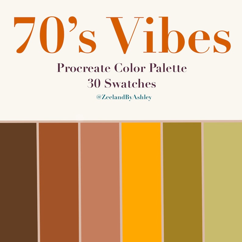 Vintage 70s Procreate Color Palette, 30 Swatches, for iPad, Instant Download image 1