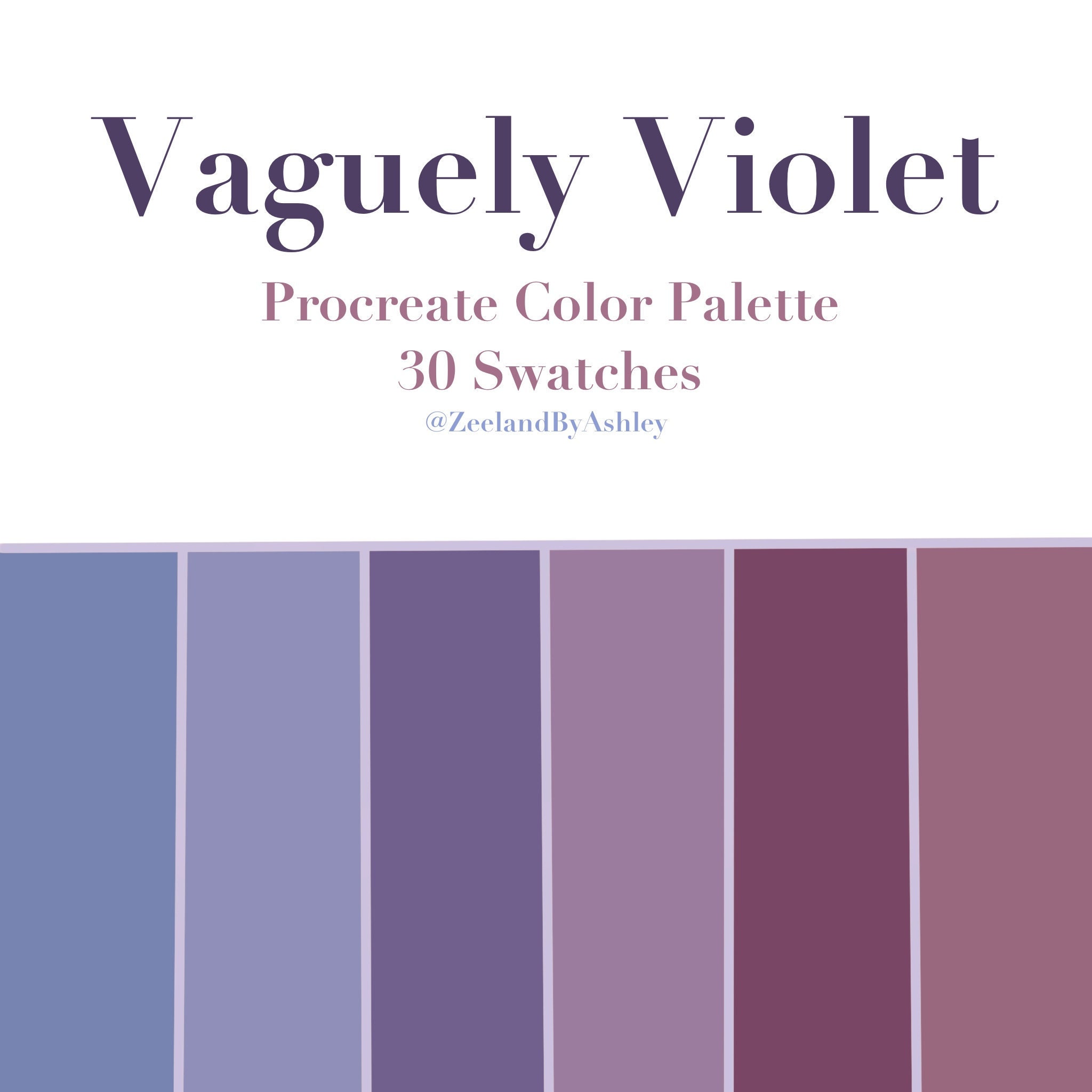 Violett/Lila Procreate Farbpalette, 30 Farbfelder, Sofortiger Download