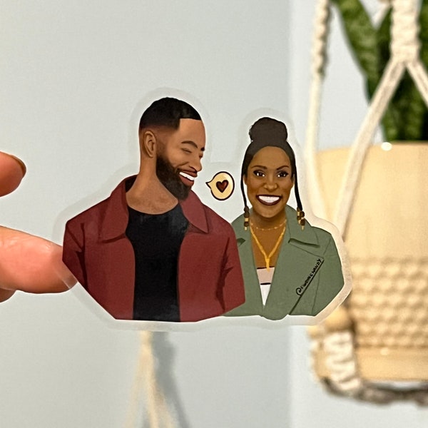 Insecure Issa and Lawrence Transparent Vinyl Valentine's Day Sticker