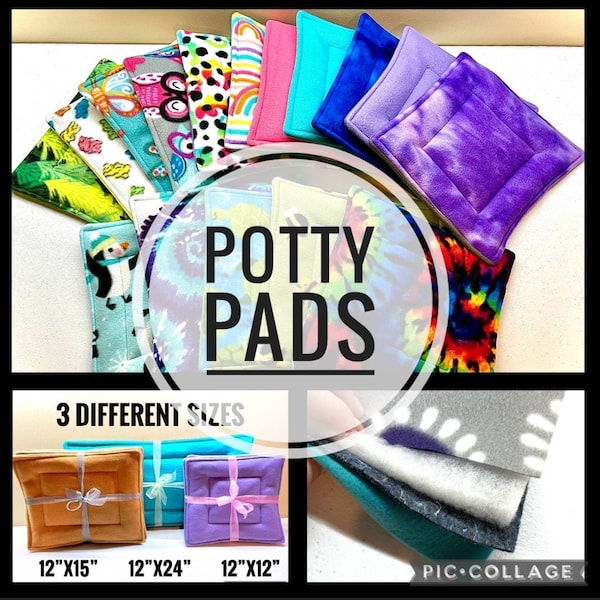 Potty pads, absorbent layer and batting sewn in, Fleece Potty Pads, Pee pads Guinea pig, Midwest Fleece Cage Liner, Guinea pig accessories