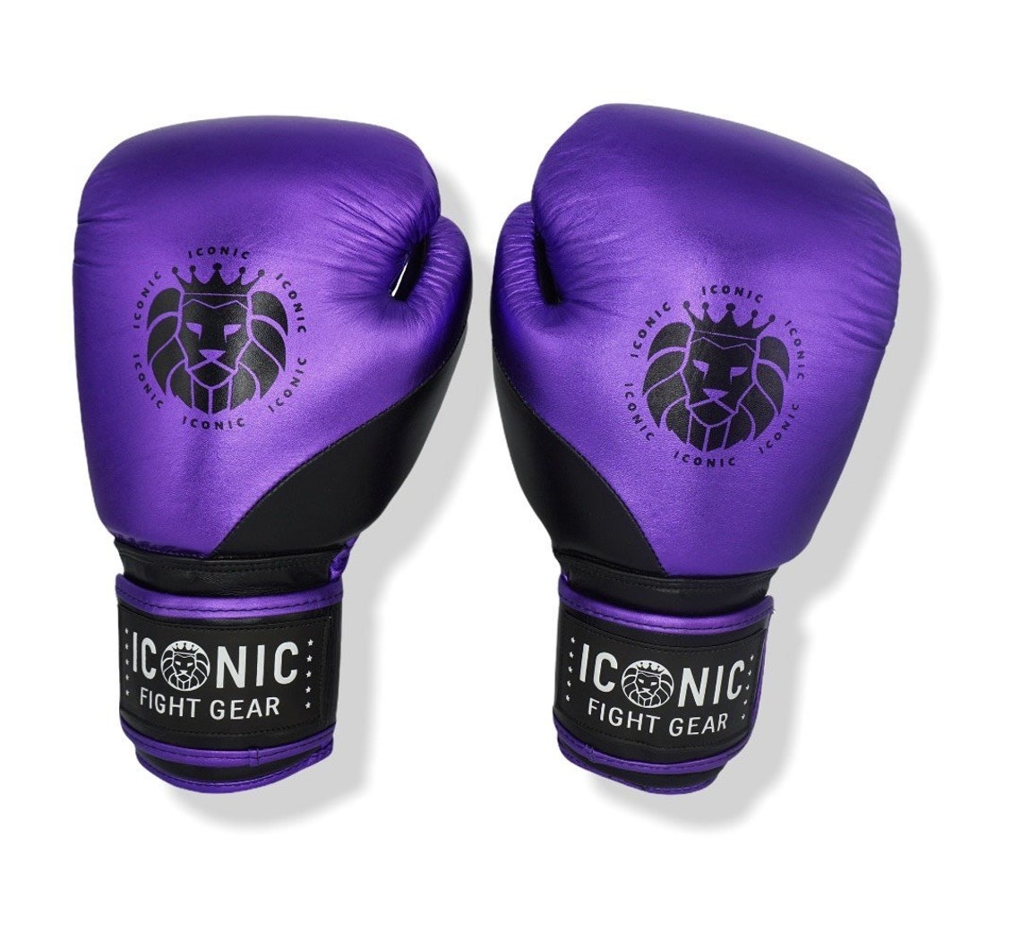 Purple / Black Boxing Gloves, One of a Kind, Genuine Leather Gloves for MMA, Boxing, Muay Thai