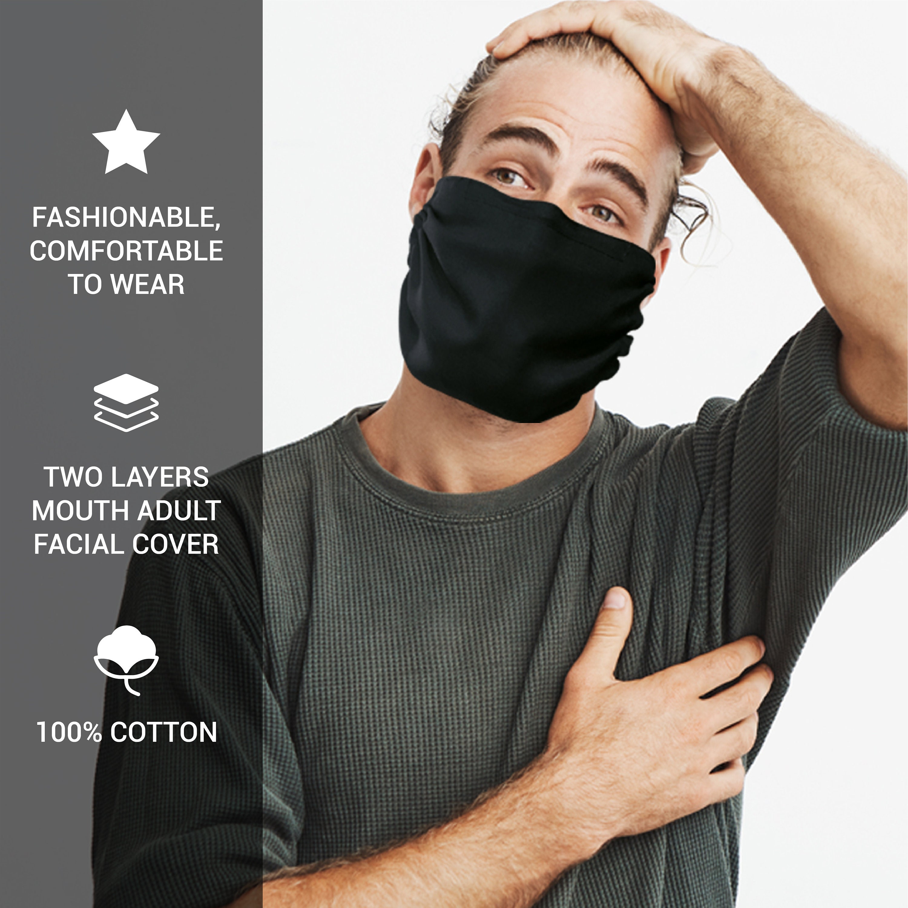 XL Face & Beard Mask Cover for Bearded men With Wire For Nose and Poc…