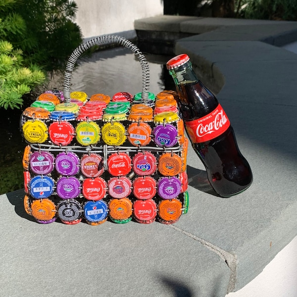 Sac à main de bouchon de bouteille de soda en verre arc-en-ciel