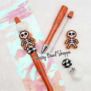 Spooky Night Beadable Pen Kit, DIY Craft PLASTIC Pen Kit, Beadable Pens, Beaded Pens, Focal Beads, DIY, Custom Pens