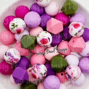 Rose Petal Silicone Bead Mix, Set of 24, Bulk Mix of Silicone Beads, Silicone Beads, Beaded Pens, Keychain, Beads for Pens, Pen Beads