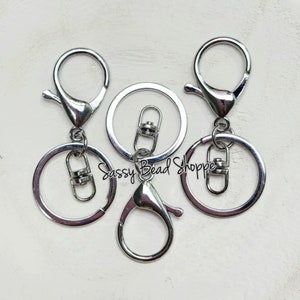 Silver Swivel Keychain with Lobster Clasp (Large) 66x30mm, Key Ring and Clip, Keyring, Key Chain, Key Ring Keychain and Clip Lanyard