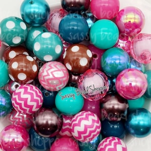 Last Call Before Fall 20mm Bubblegum Beads Set of 24, M&M Bubbles, Pink Bubble Gum Beads, Chunky Beads, Bubblegum Bead Mix, Beads in Bulk