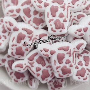 Mauve Cow Head Silicone Beads, Cow Silicone Loose Beads, Cow Shaped Silicone Beads, Focal Beads, Wholesale Silicone, Silicone Beads