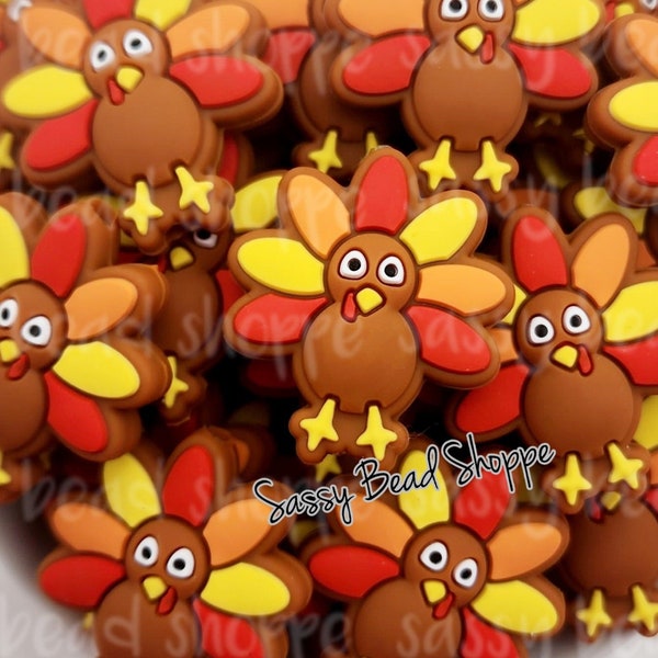 Turkey Silicone Beads, Turkey Shaped Silicone Beads Turkey Beads, Fall Beads, Thanksgiving Silicone Beads, Focal Silicone Beads Beadable Pen