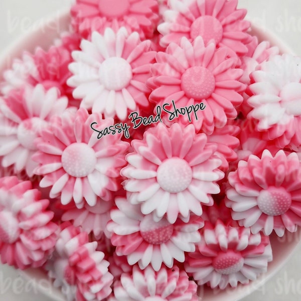 22mm Pink Tie Dye Daisy Silicone Beads, Flower Shaped Silicone Beads, Daisy Silicone Bead, Focal Beads, Silicone Beads, Wholesale Beads