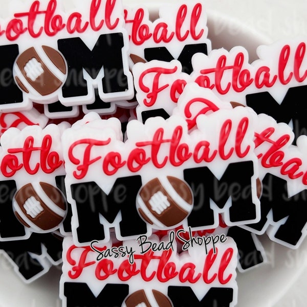 Football Mom Silicone Beads, Football Silicone Beads, Focal Silicone Beads, Focal Bead, Silicone Beads