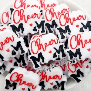 Cheer Mom Silicone Beads, Silicone Beads, Cheerleader Focal Silicone Beads, Mom Life Focal Bead, Silicone Beads, Beadable Pen Beads Keychain