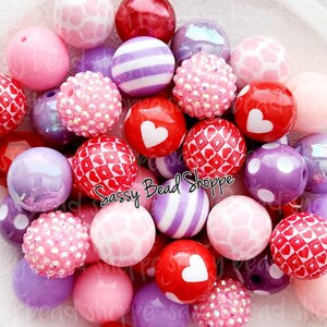 Love at 1st Sight 20mm Bubblegum Beads Set of 24, Bubble Gum Beads, Acrylic Beads, Bubblegum Bead Mix, Bulk Beads, Wholesale, Purple, Pink