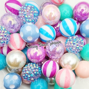 Unicorn Dream 20mm Bubblegum Beads ~ Set of 24 , Bubble Gum Beads, Acrylic Beads, Bubblegum Bead Mix, Bulk Beads, Wholesale, Pink, Blue