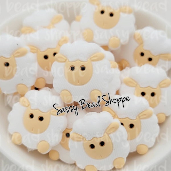 Sheep Silicone Beads, White Sheep Silicone Pendant, Sheep Beads, Sheep Silicone Beads, Silicone Beads, Focal Beads