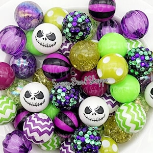 Monster Bash 20mm (2 Jack Beads)  Bubblegum Beads Set of 24, M&M Bubbles, Halloween Bubble Gum Beads, Chunky Beads, Bubblegum Bead Mix, Bulk