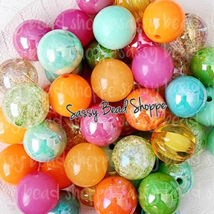 Guava Have It 20mm Bubblegum Beads Set of 24, Bead Supplies, M&M Bubbles, Bubble Gum Beads, Chunky Beads, Keychain, Bubblegum Bead Mix