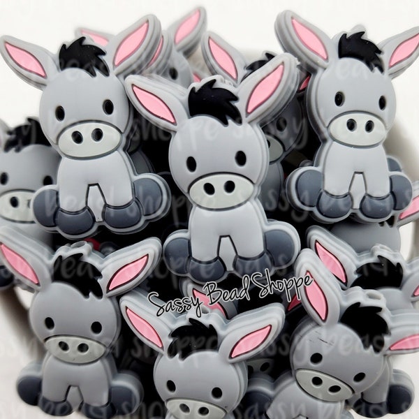 Donkey Silicone Beads, Donkey Shaped Silicone Beads, Animal Silicone Beads, Focal Beads,  Wholesale Silicone Beads, Silicone Loose Beads